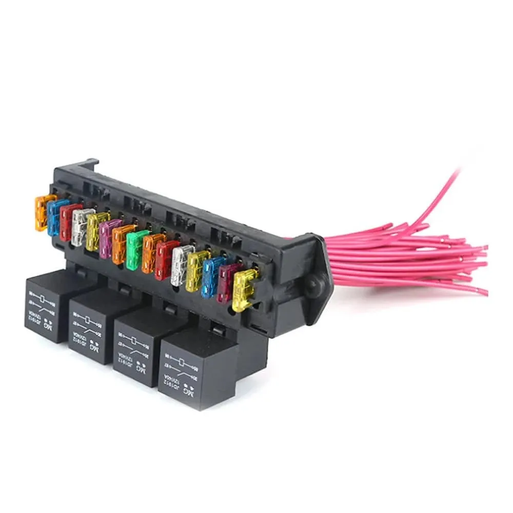 12V Car Fuse Box 15-way Wire Fuse Block Box Multi-circuit Control Box Car Wire Fuse Holder with Relay