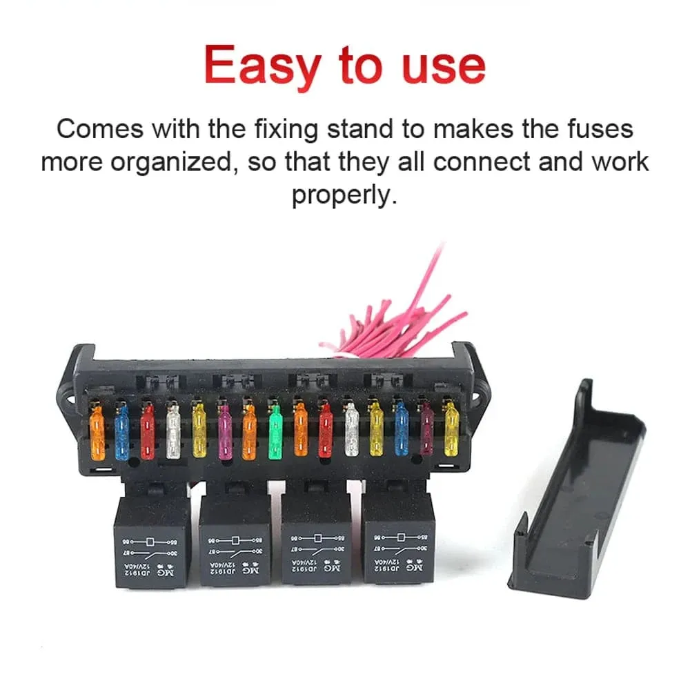 12V Car Fuse Box 15-way Wire Fuse Block Box Multi-circuit Control Box Car Wire Fuse Holder with Relay
