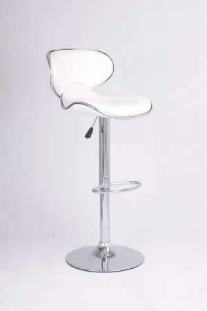 2 Adjustable White Leather Bar Stools- Model #7703