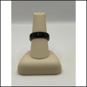 6mm 8 black ceramic bevel edge satin center gents band