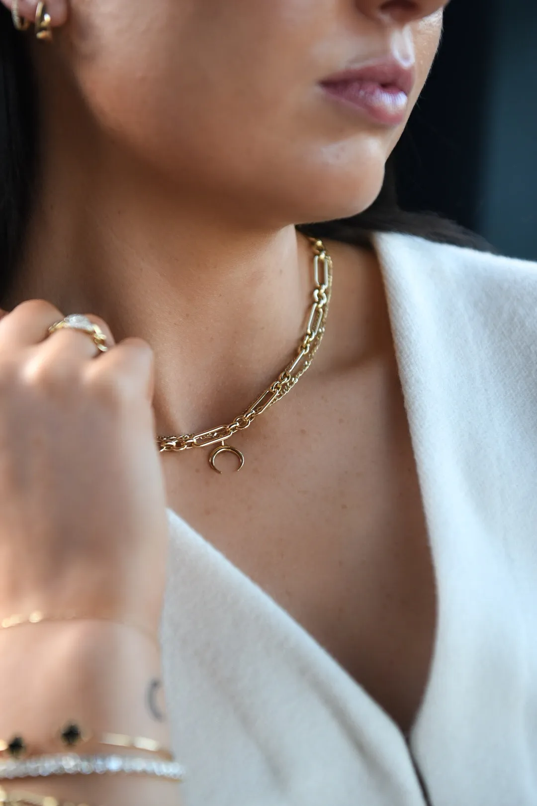 9ct Yellow Gold Oval And Round Link Necklace