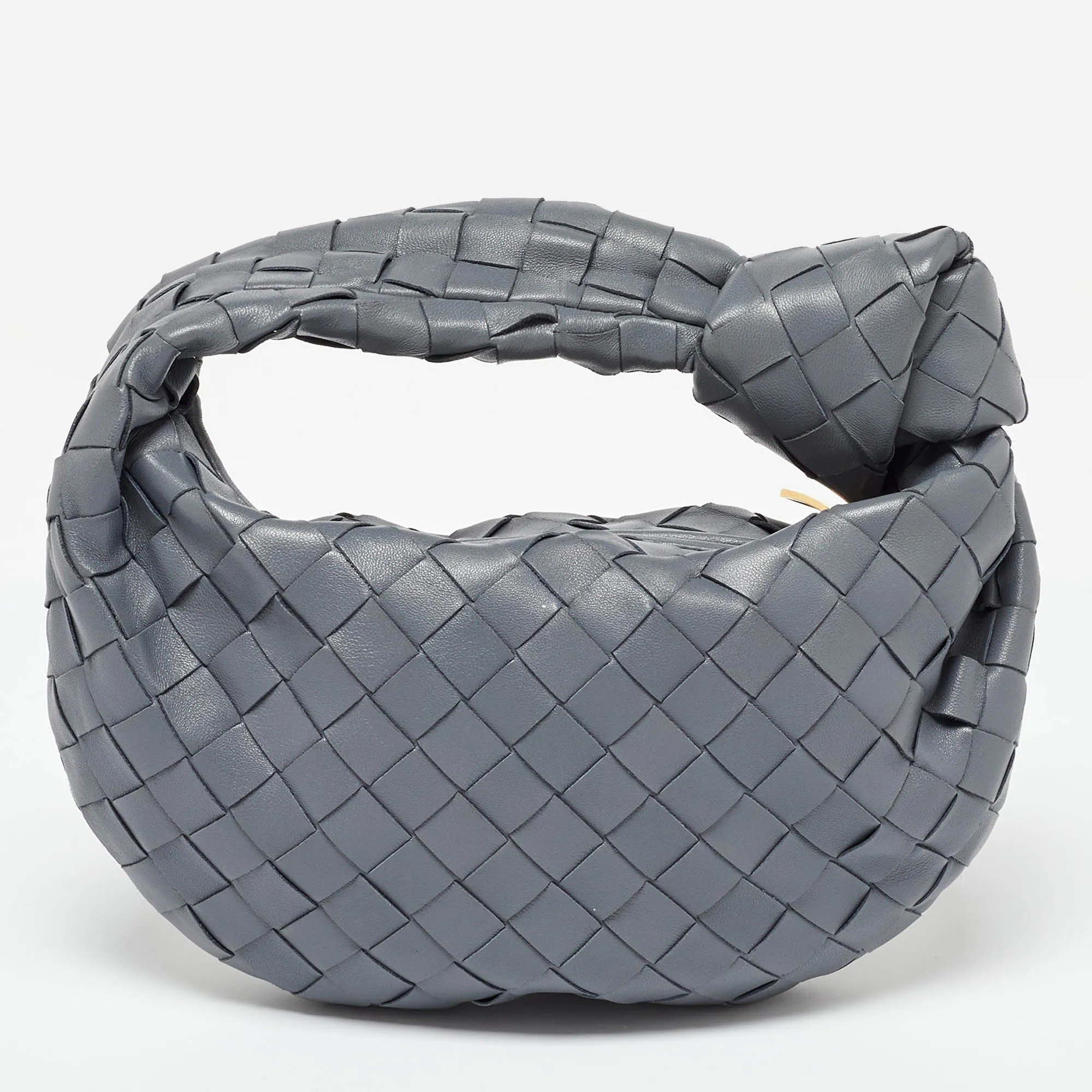 Bottega Veneta Grey Intrecciato Leather Mini Jodie Hobo