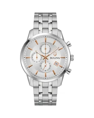 Bulova Timeless Elegance Chronograph Watch Stainless Steel Design 96B411