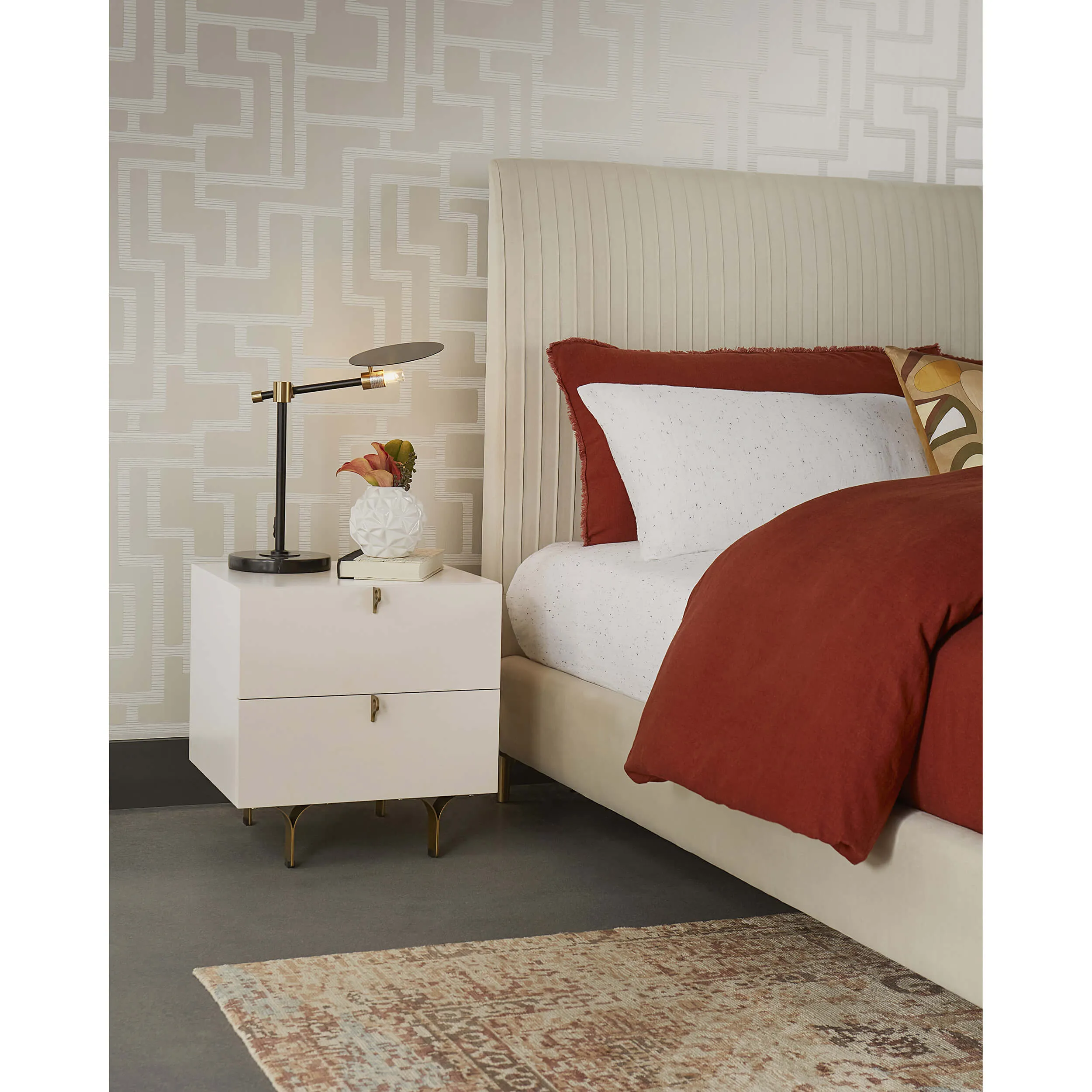 Celine Small Nightstand, Cream