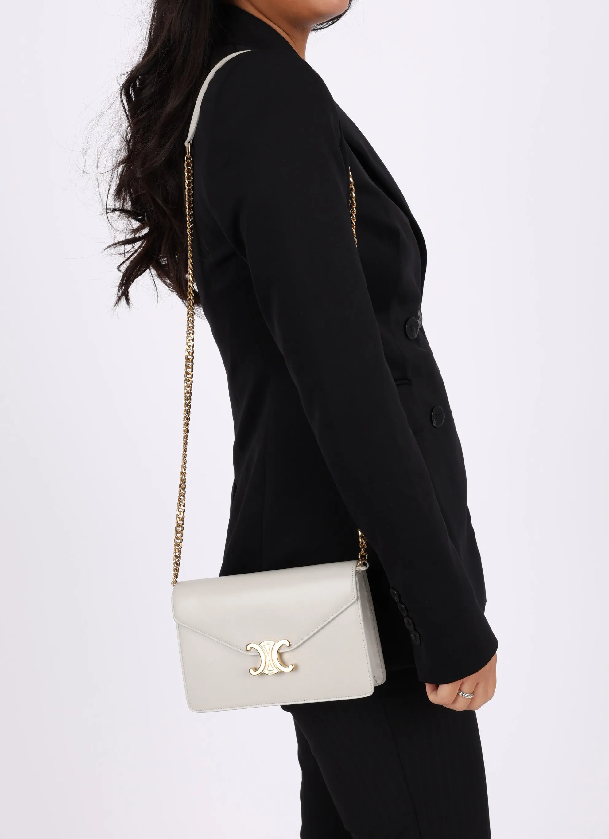 Celine Triomphe Calfskin Wallet on Chain