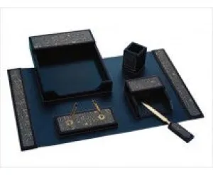 Cosmic Executive Desk Set (Desk Pad, A4 Paper Tray, Pen Stand Holder, Memo Holder, Pen Holder, Letter Opener) - CO614 (black / Brown)