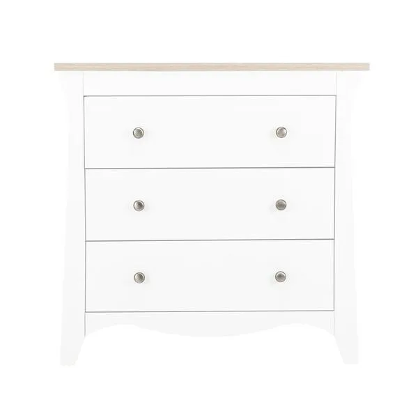Cuddleco Clara 2 Piece Set 3 Drawer Dresser and Cot Bed - White Ash