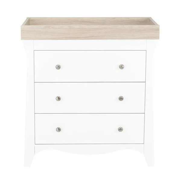 Cuddleco Clara 2 Piece Set 3 Drawer Dresser and Cot Bed - White Ash