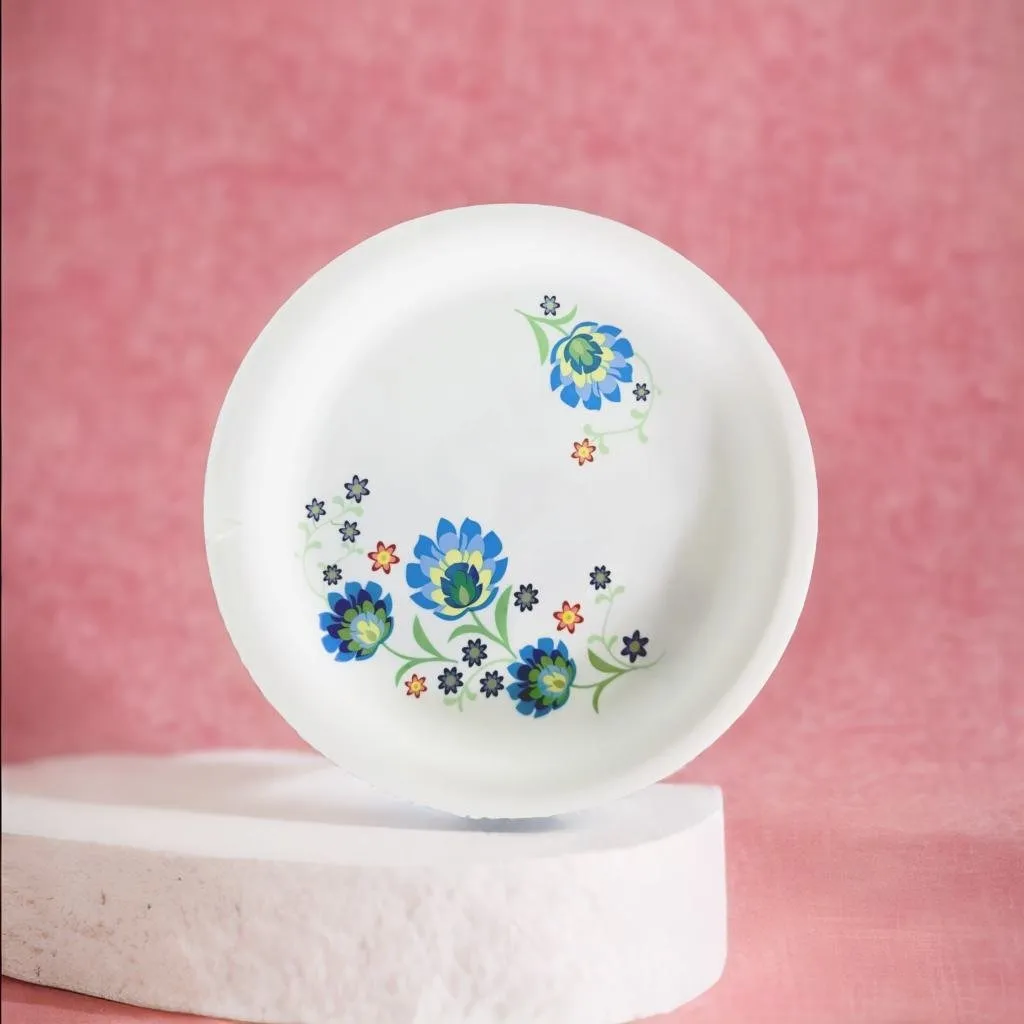 Elevate your dining experience with our Blue Floral Plate collection. They are crafted from durable plastic.