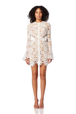Elliatt Live Ivory Mini Dress with Flare Sleeves