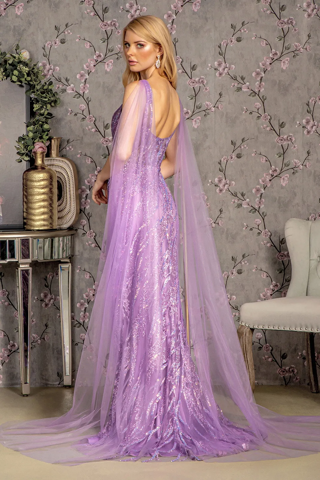 GLS BY GLORIA GL3369 Fitted Sequin Evening Dress