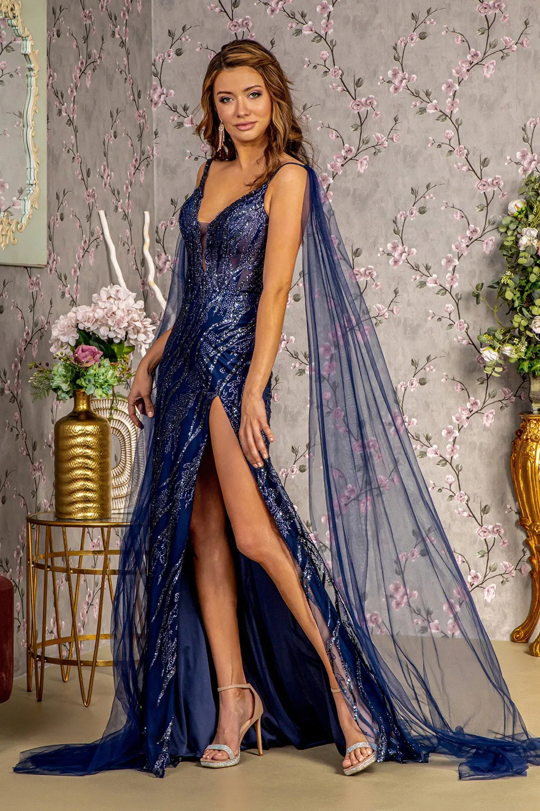 GLS BY GLORIA GL3369 Fitted Sequin Evening Dress