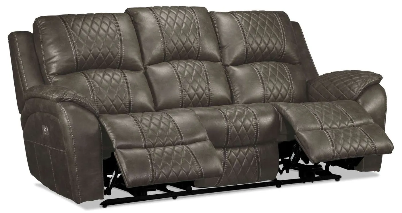 Kalinan Dual Power Reclining Sofa - Granite