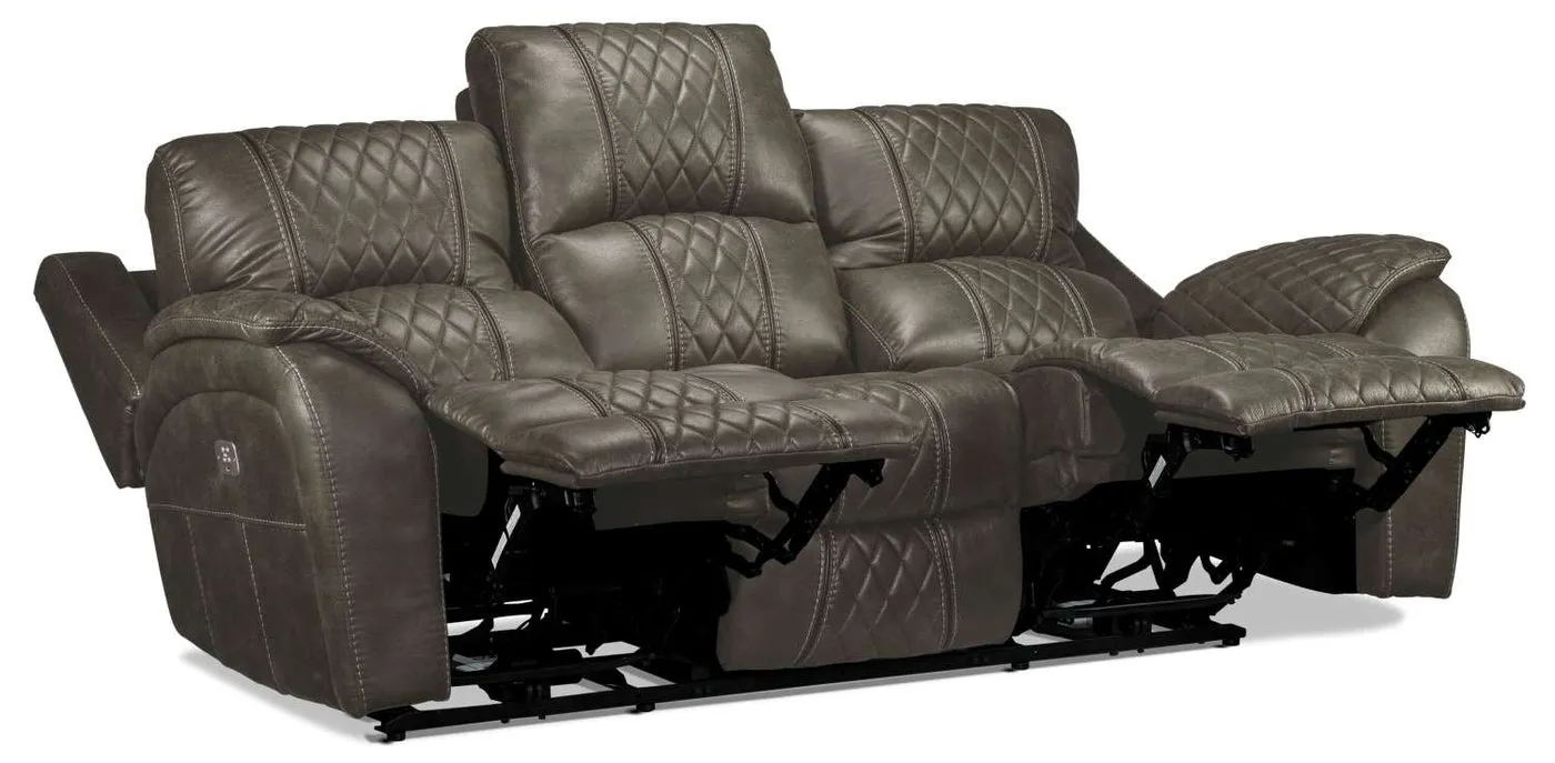 Kalinan Dual Power Reclining Sofa - Granite