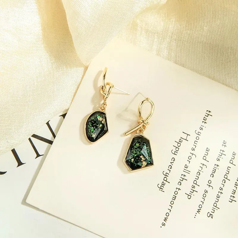 Knot Irregular stone dangle drop earring