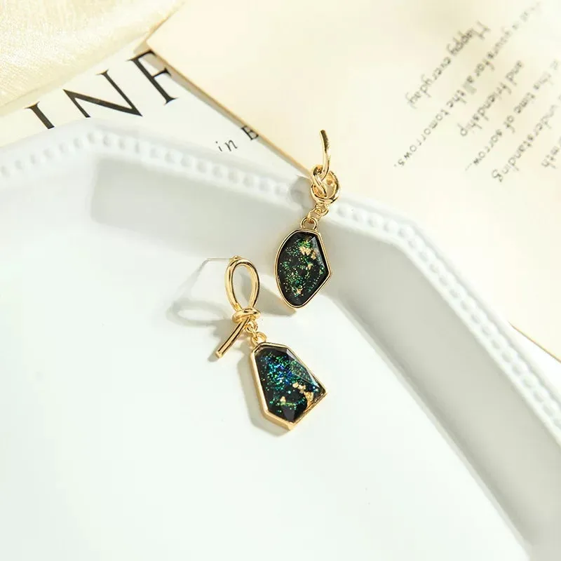 Knot Irregular stone dangle drop earring