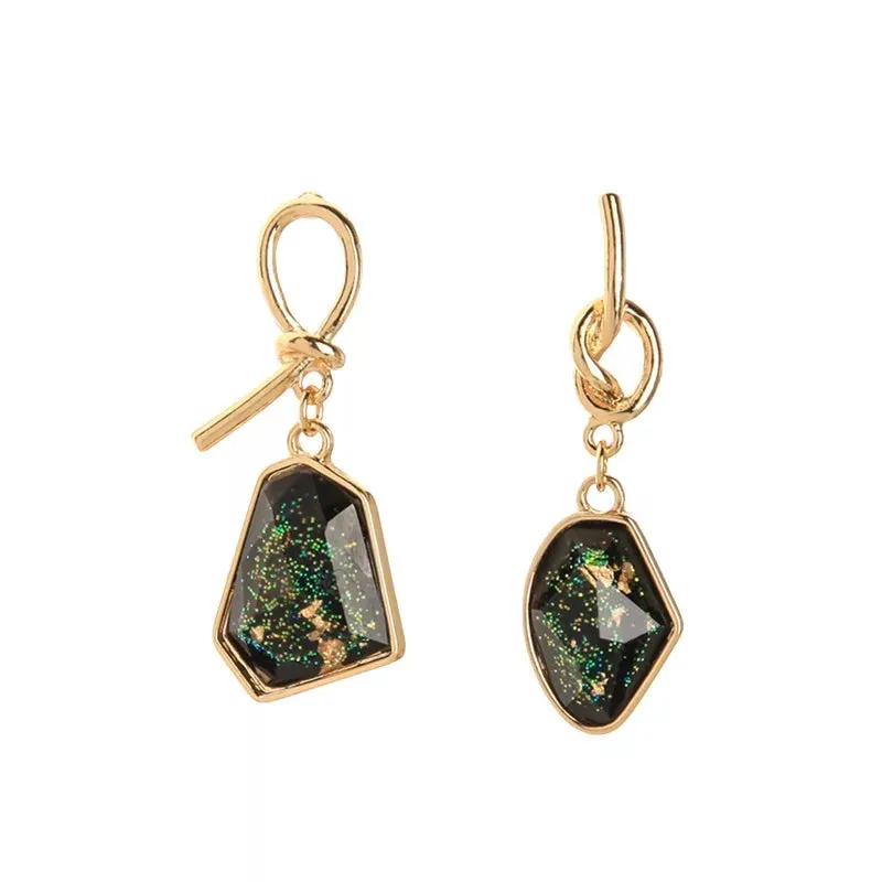 Knot Irregular stone dangle drop earring