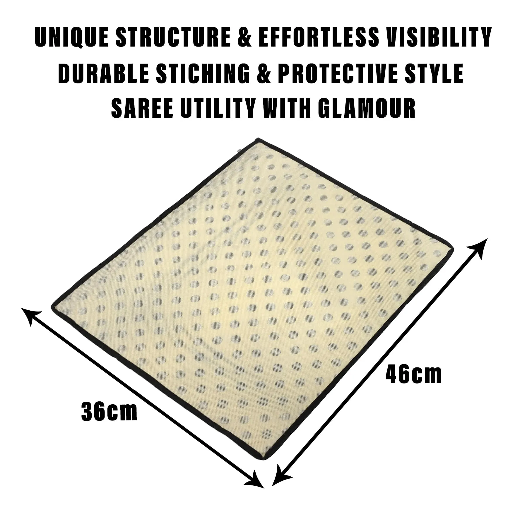 Kuber Industries Saree Cover | Clothes Storage Bag | Single Packing Saree with Zip Closure | Wardrobe Organizer | Cloth Stoarge Organizer | Dot Bow-Design | Pack of 12 | Cream