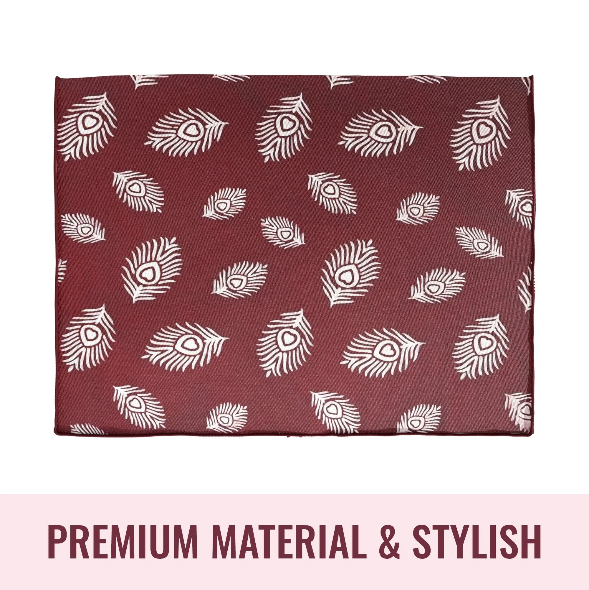 Kuber Industries Saree Cover | Clothes Storage Bag | Storage Organizer Bag | Zip Closure Saree Cover | Wardrobe Organizer | Peacock Feather-Design | 6 Inch | Pack of 3 | Maroon