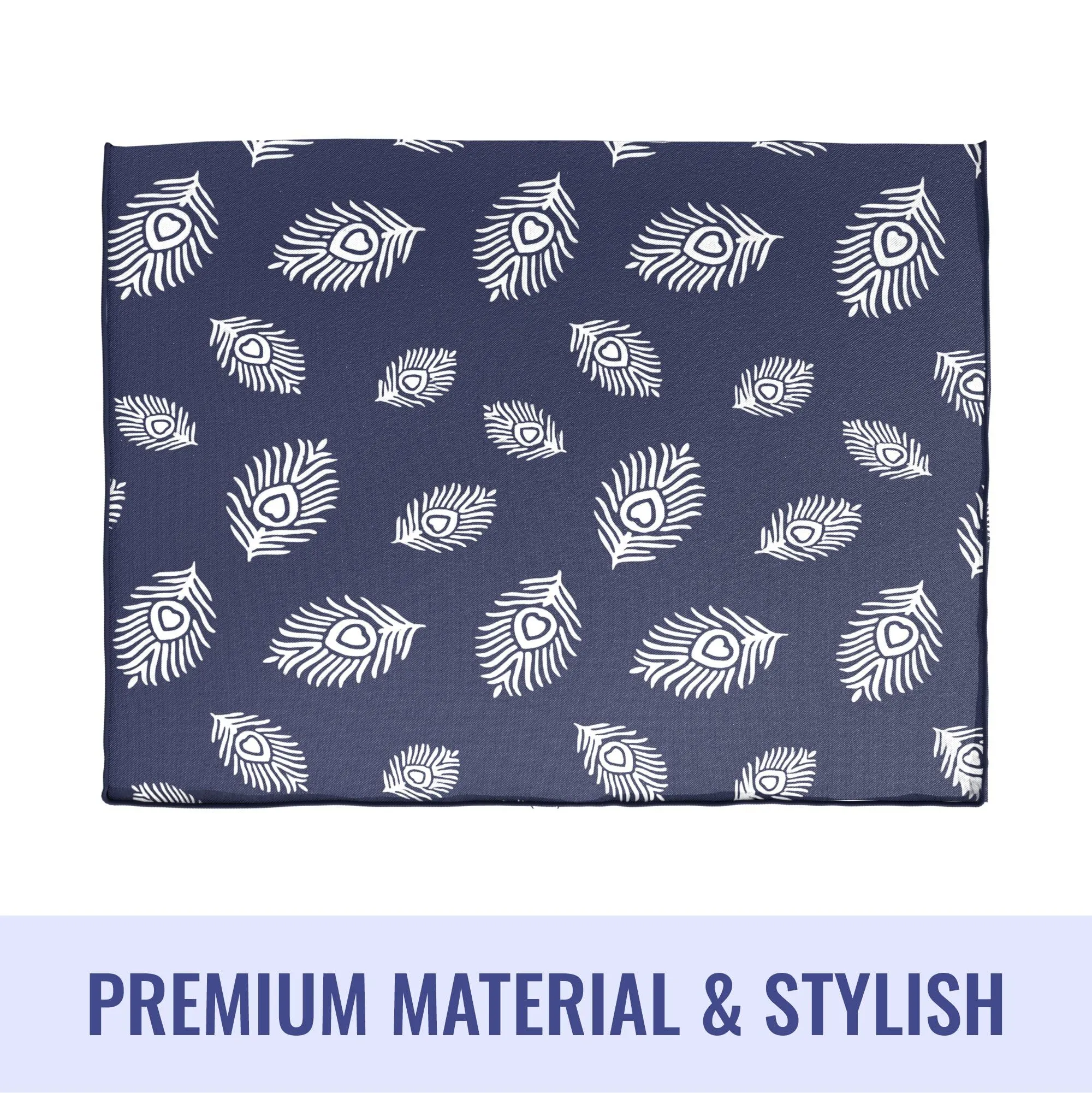 Kuber Industries Saree Cover | Clothes Storage Bag | Storage Organizer Bag | Zip Closure Saree Cover | Wardrobe Organizer | Peacock Feather-Design | 6 Inch | Pack of 3 | Navy Blue