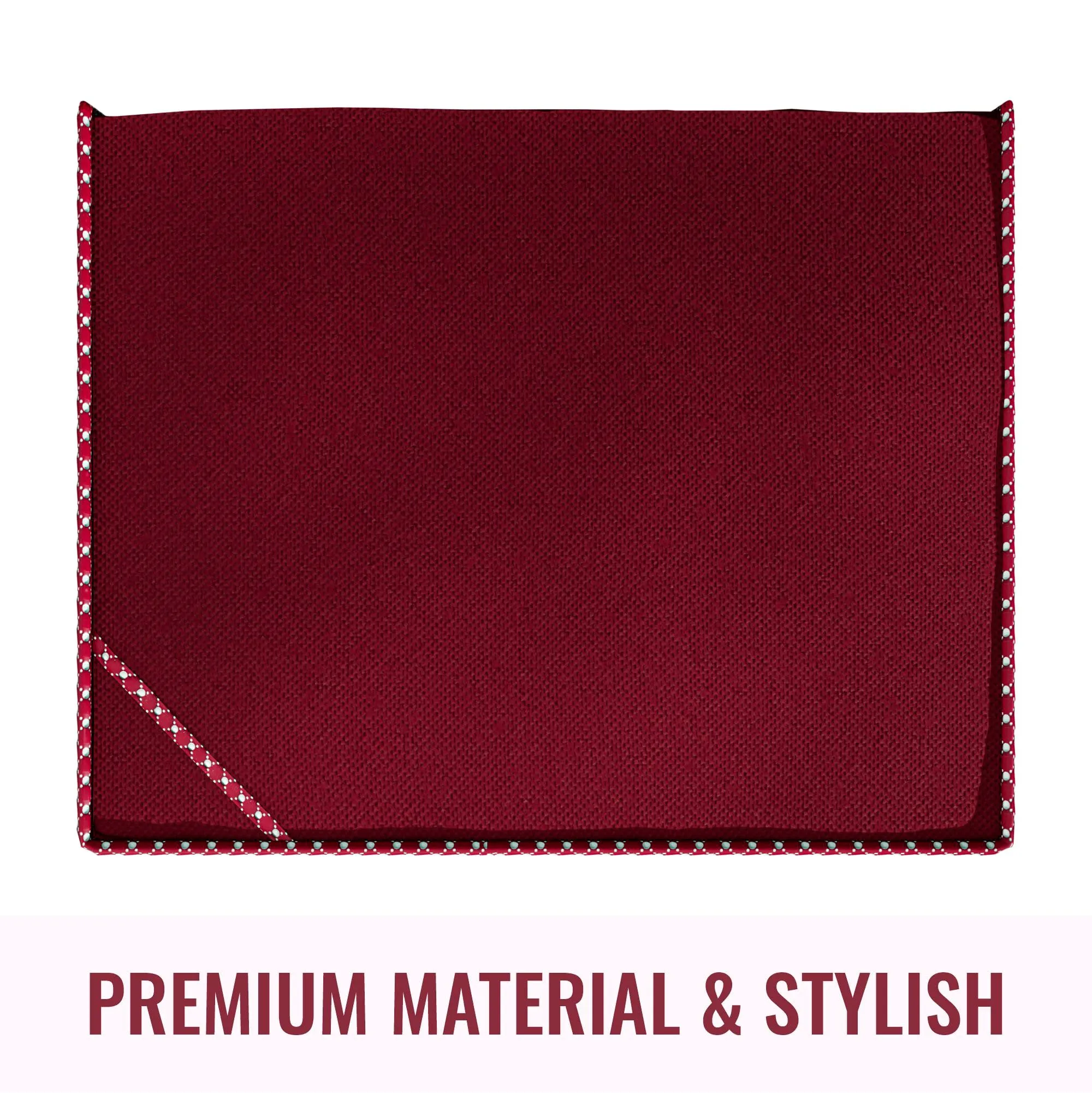 Kuber Industries Saree Cover | Zip Closure Saree Cover | Clothes Storage Bag | Wardrobe Organiser for Suit | Transparent Window Saree Cover | Dot Border-Design | 9 inch | Pack of 9 | Maroon