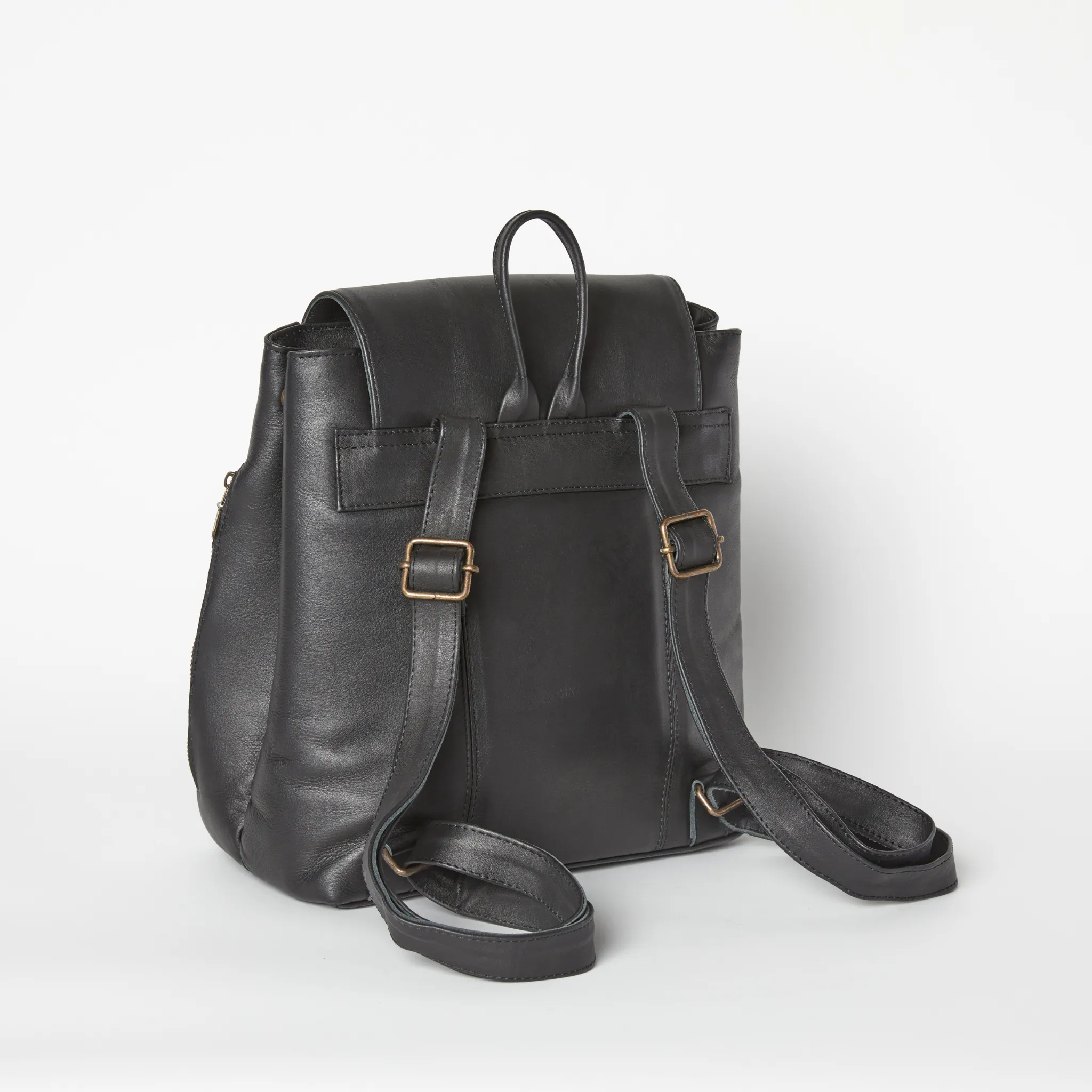 Leather Backpack from Mexico with Hand-Dyed Wool - Black, Blue, Light Blue