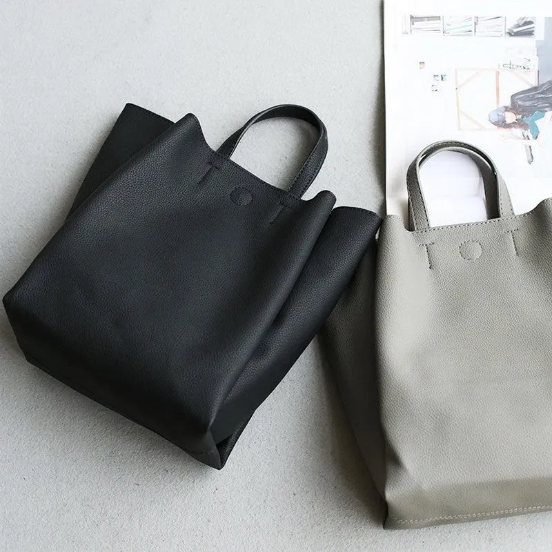 Leather Grey Tote Bag