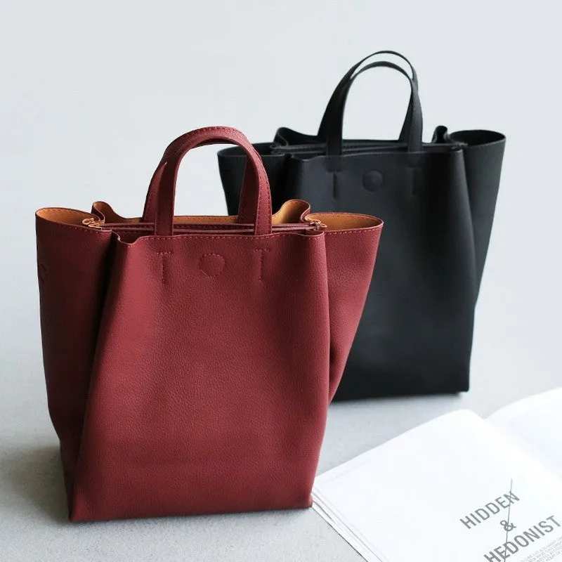 Leather Grey Tote Bag