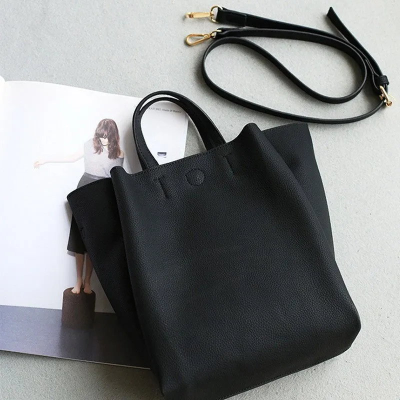 Leather Grey Tote Bag