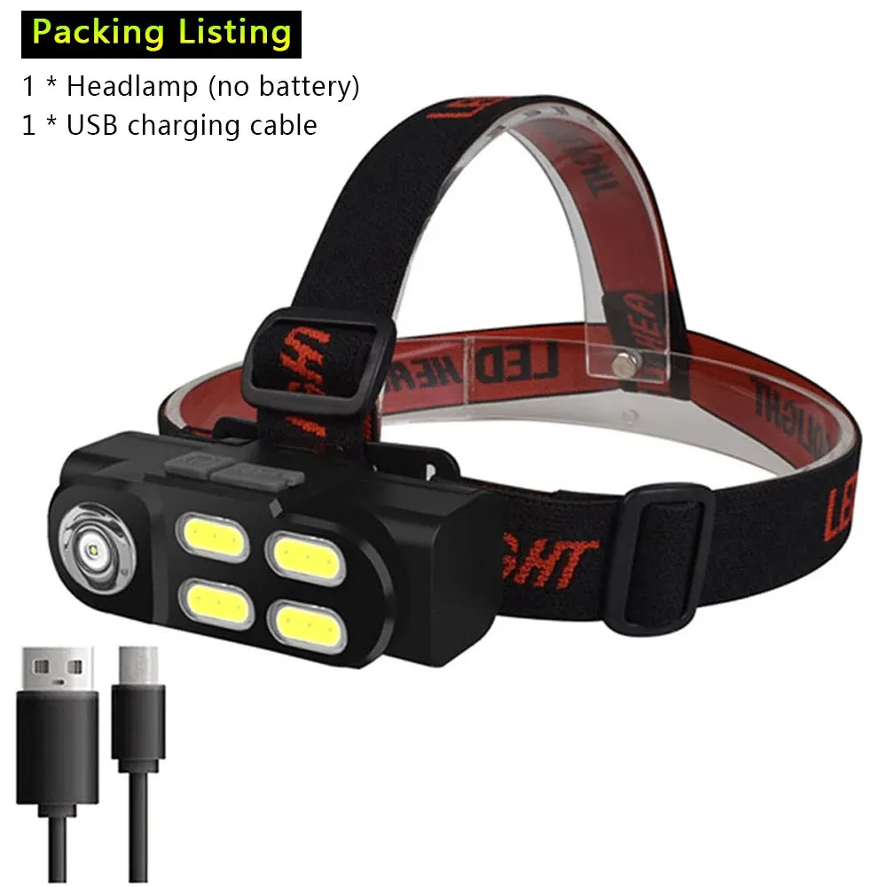 LED headlights withstrong light and super brightness Wearable flashlight for outdoor USB charging COB running light dual purpose