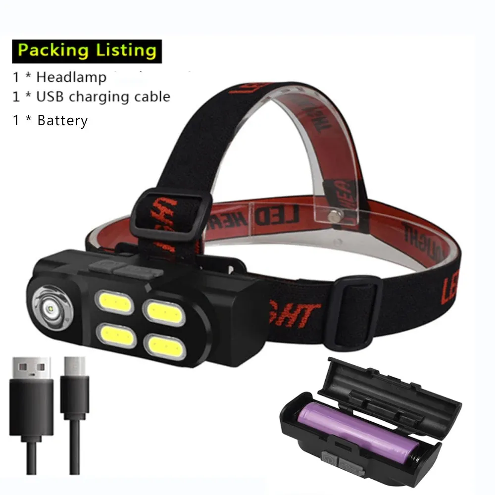 LED headlights withstrong light and super brightness Wearable flashlight for outdoor USB charging COB running light dual purpose