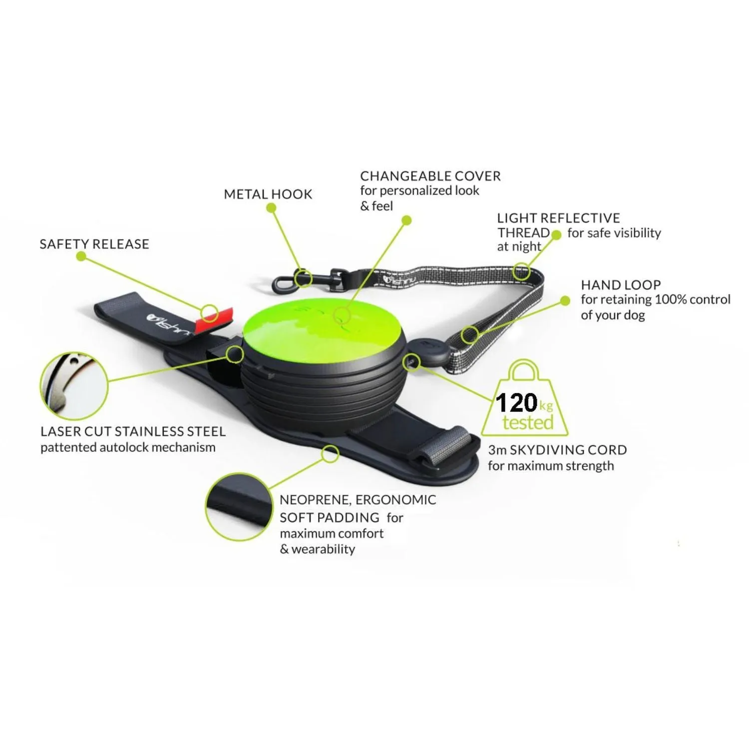 Lishinu Hands Free Autolock Lead - Black