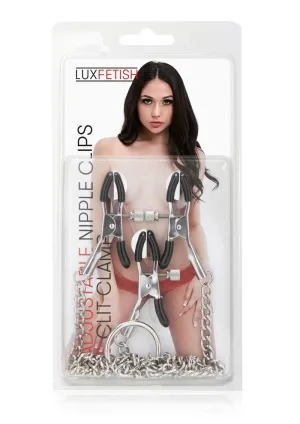 Lux Fetish Adjustable Nipple and Clitoral Clamps
