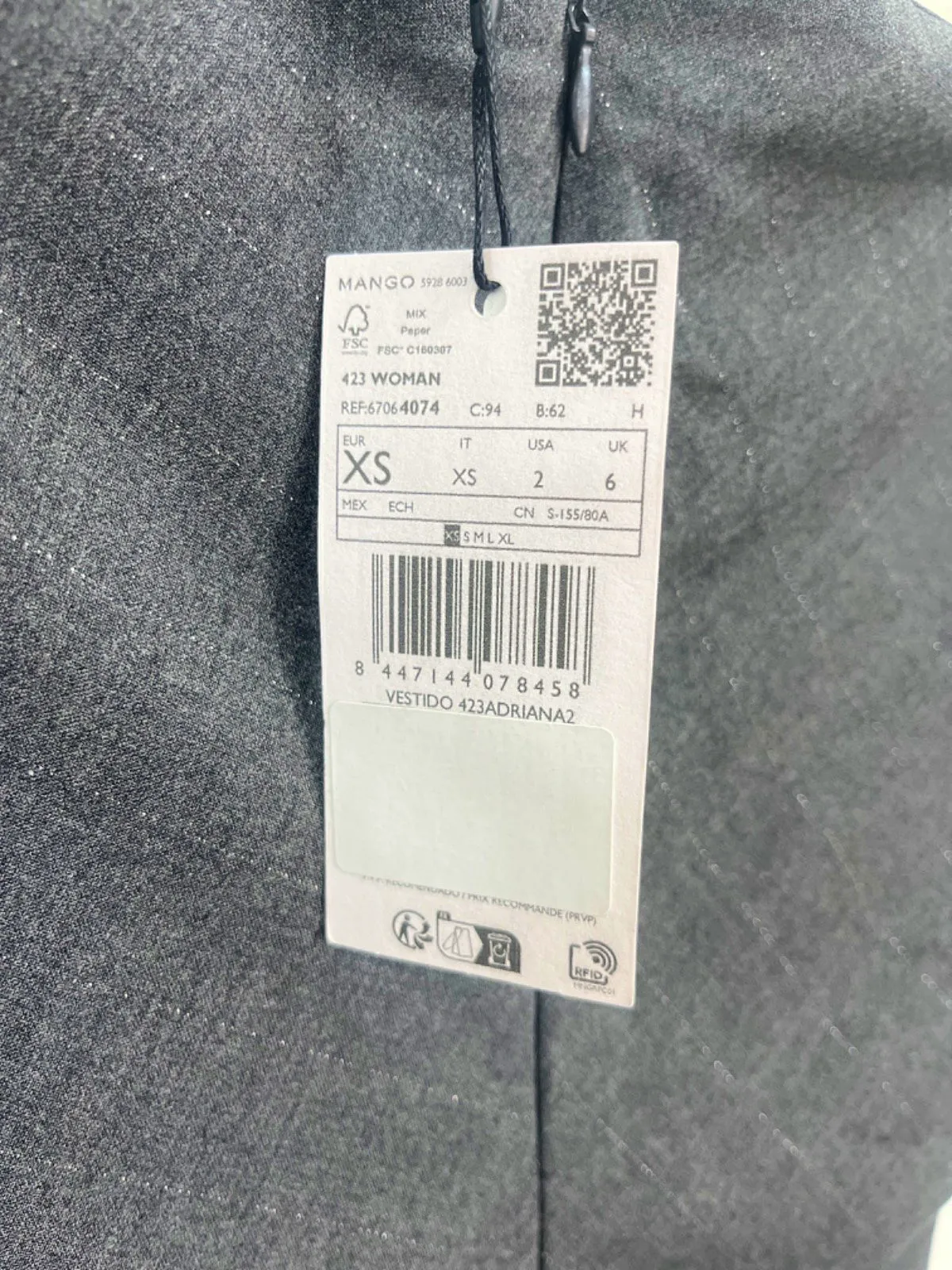 Mango Dark Grey Adriana Dress UK XS