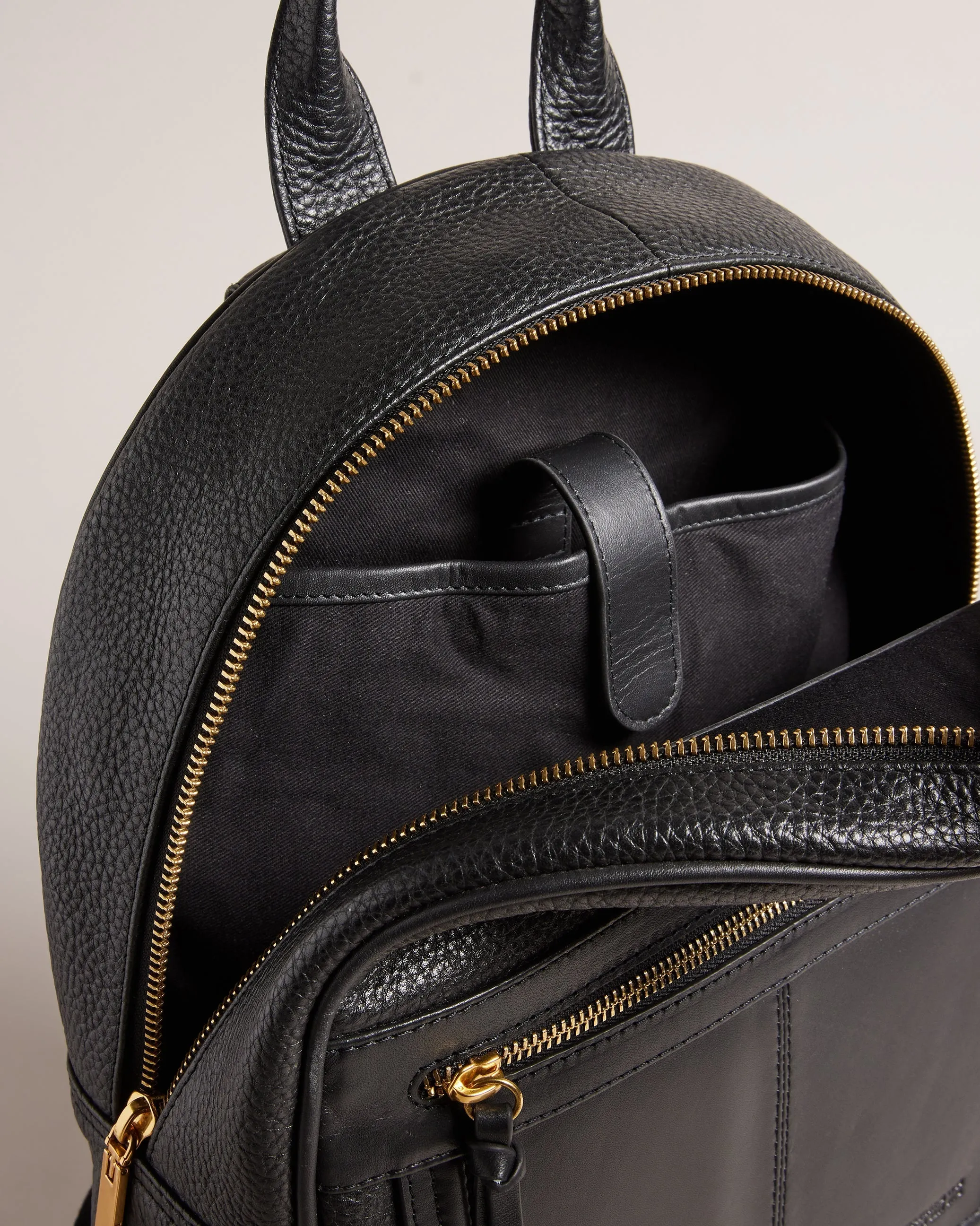 Nishay Soft Grainy Leather Backpack Black