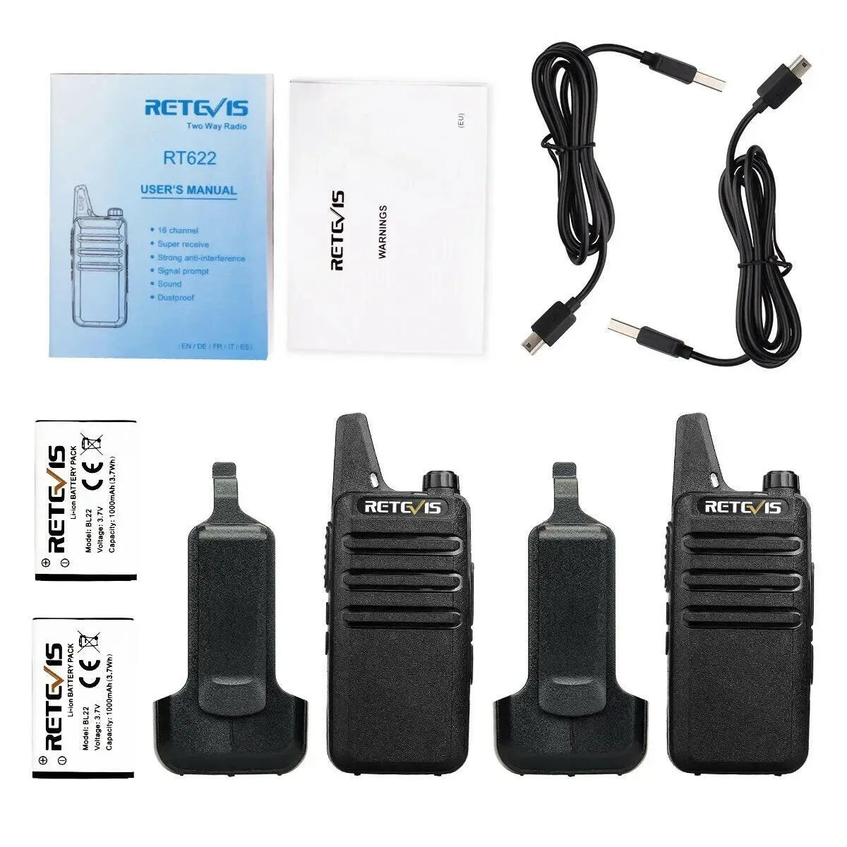 Retevis Mini Walkie Talkie 2 Pcs VOX USB Charging PMR 446 FRS License-free Portable Two Way Radio Station For Restaurant Retail