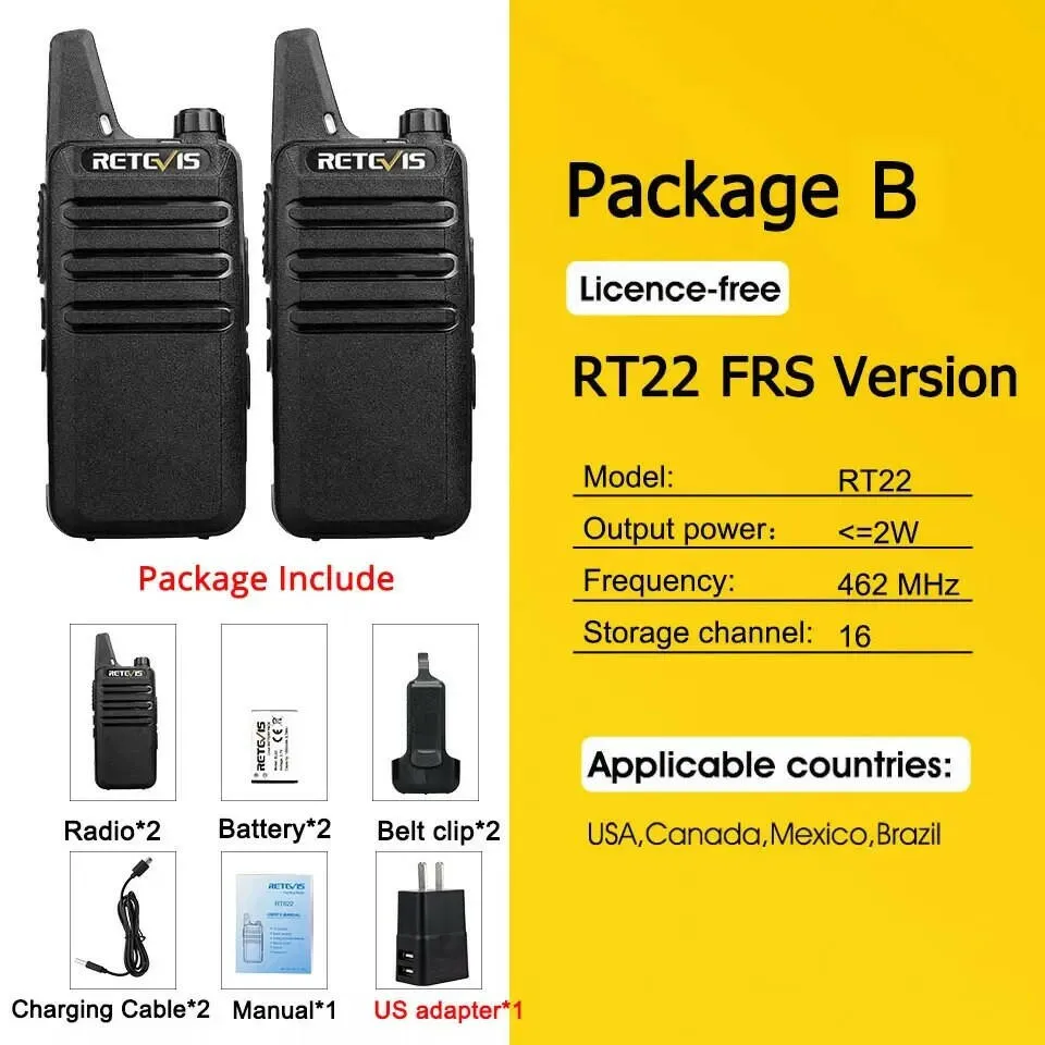 Retevis Mini Walkie Talkie 2 Pcs VOX USB Charging PMR 446 FRS License-free Portable Two Way Radio Station For Restaurant Retail
