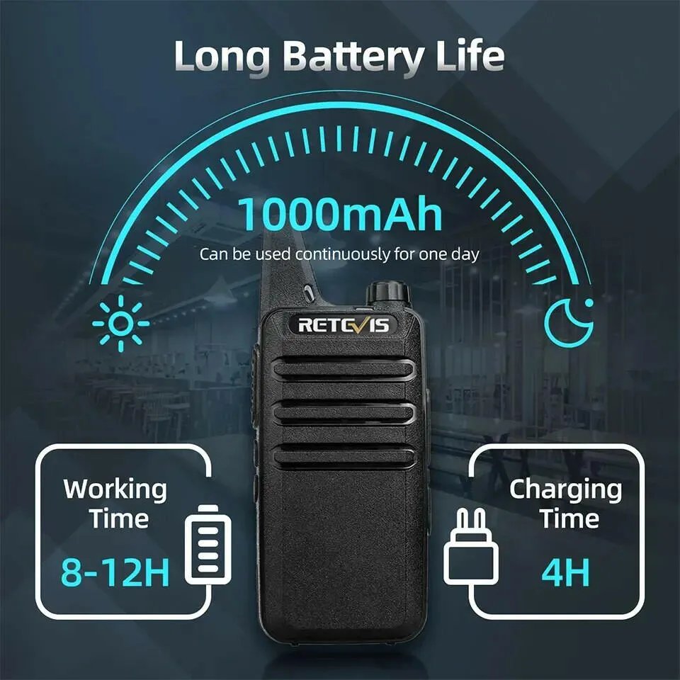 Retevis Mini Walkie Talkie 2 Pcs VOX USB Charging PMR 446 FRS License-free Portable Two Way Radio Station For Restaurant Retail