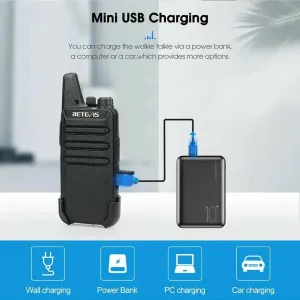 Retevis Mini Walkie Talkie 2 Pcs VOX USB Charging PMR 446 FRS License-free Portable Two Way Radio Station For Restaurant Retail