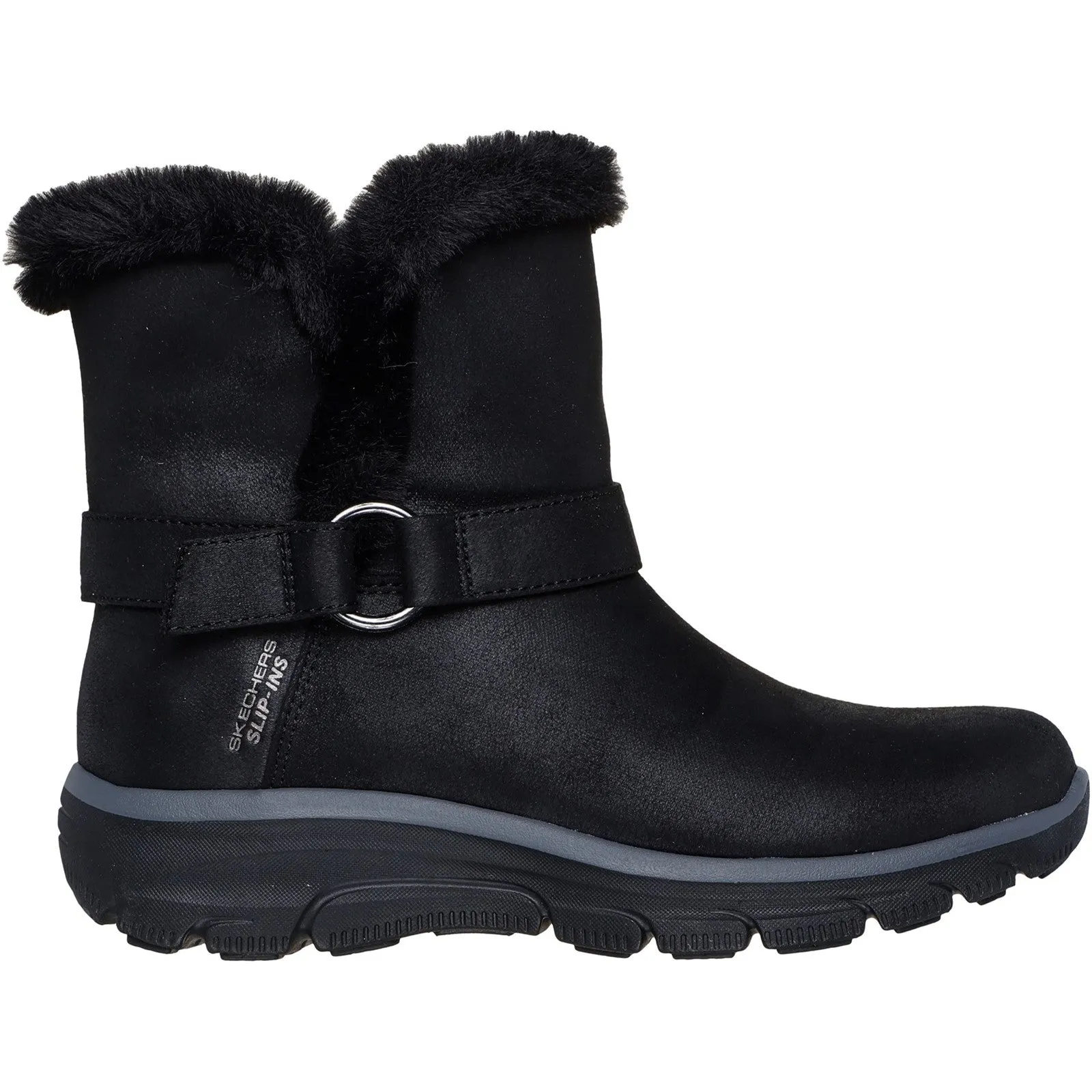 Skechers Womens Easy Going Dreamers Move 168045-BLK Black Buckle Shoe