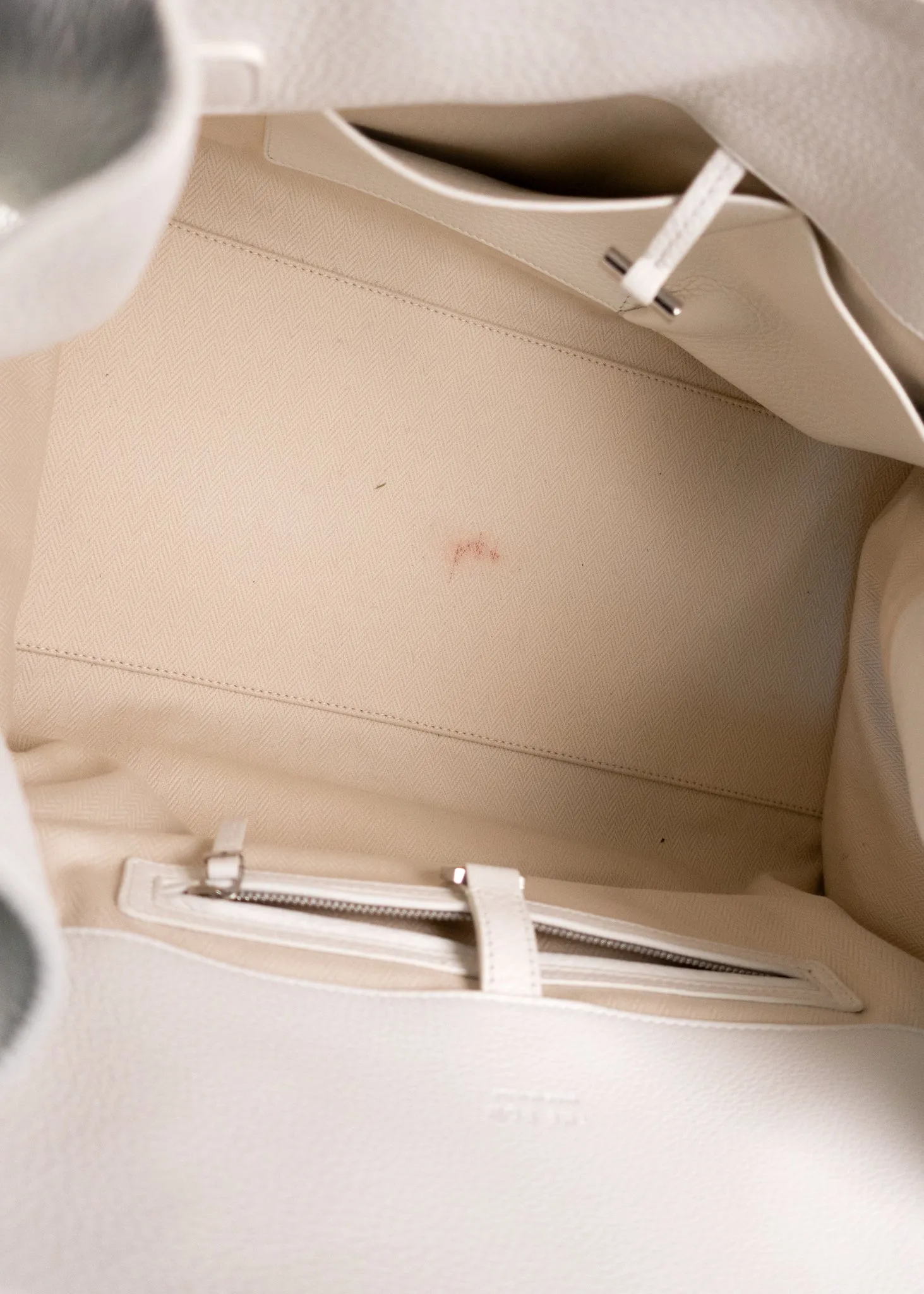 The Row Soft Margaux 15 Lux Grained Calfskin Top Handle Bag