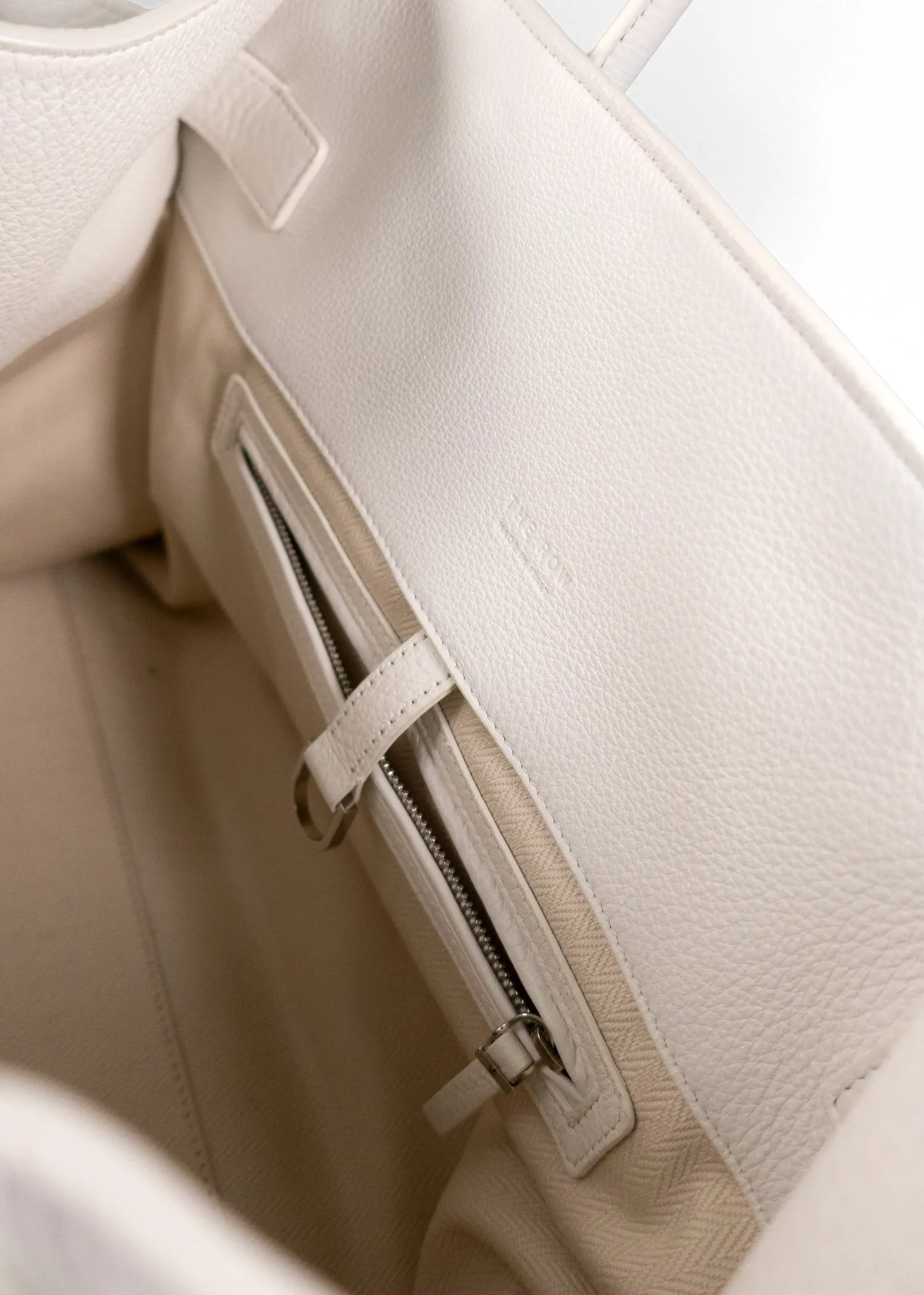 The Row Soft Margaux 15 Lux Grained Calfskin Top Handle Bag