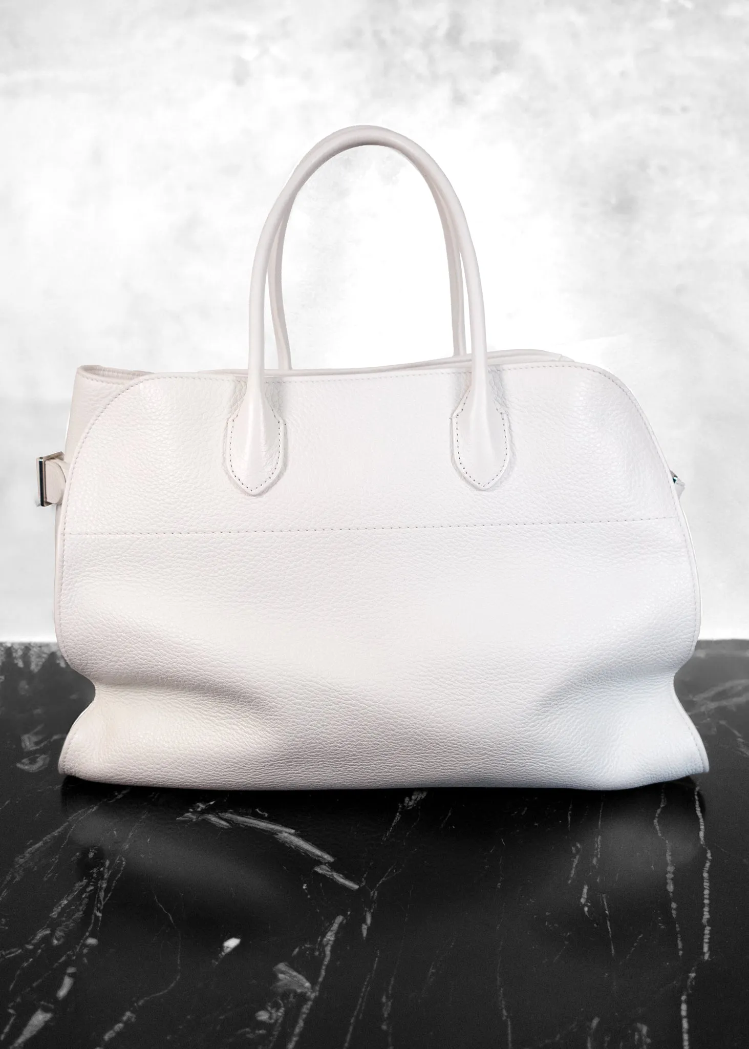 The Row Soft Margaux 15 Lux Grained Calfskin Top Handle Bag