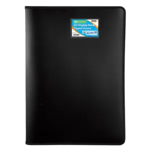 Tiger A3 Premium Black Zip Up Presentation Display Book Folder Portfolio - 20 Pocket (40 Views)