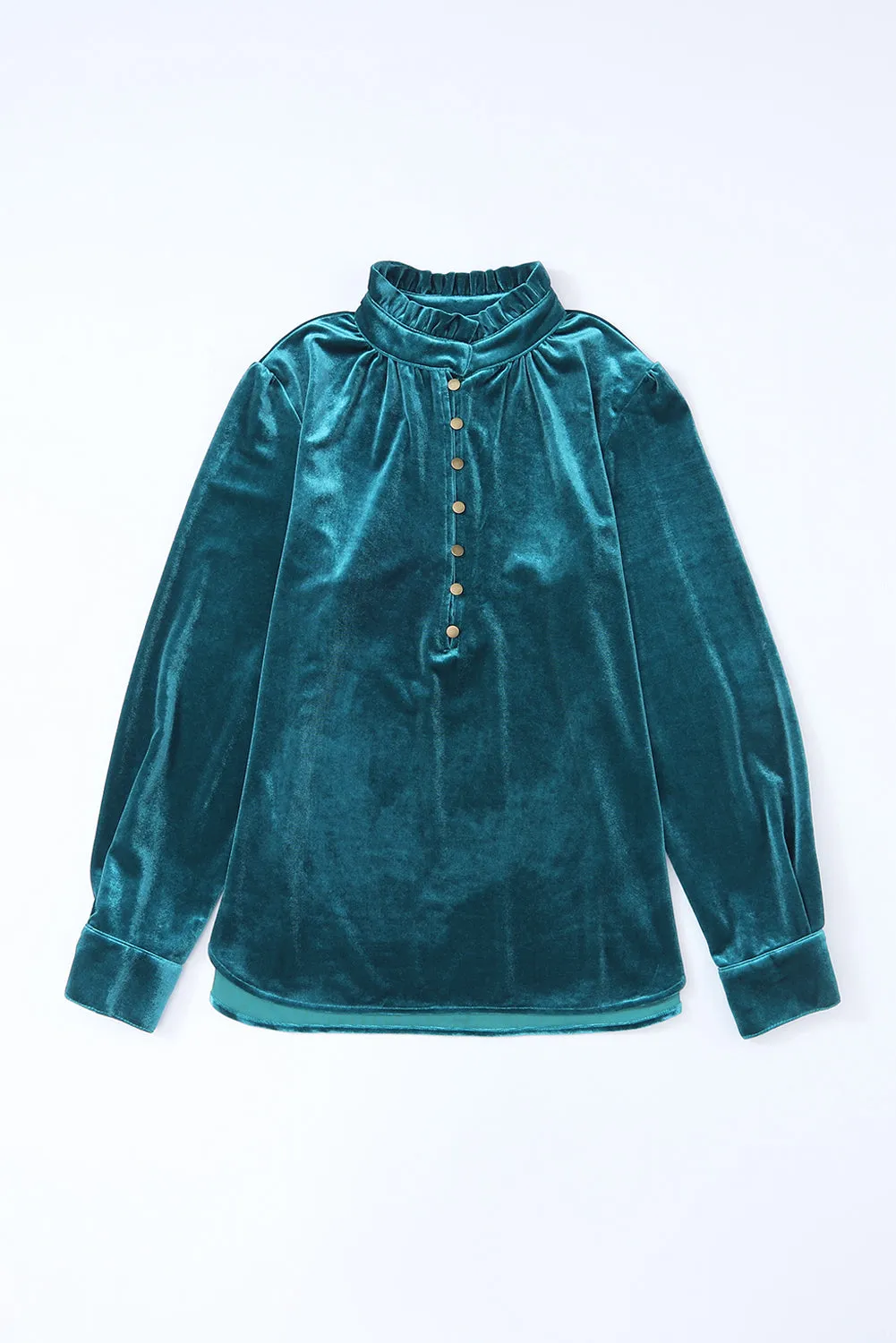 Velvet Collared Button Top