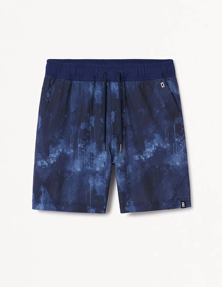 Versatility Short 7.5": Indigo Cloud Drip Print
