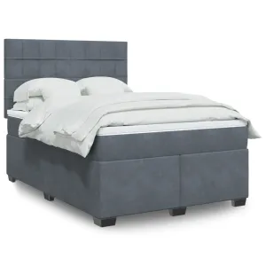 vidaXL Box Spring Bed with Mattress - Dark Grey Velvet, 140x190 cm - Ultimate Comfort & Style, Medium Firmness