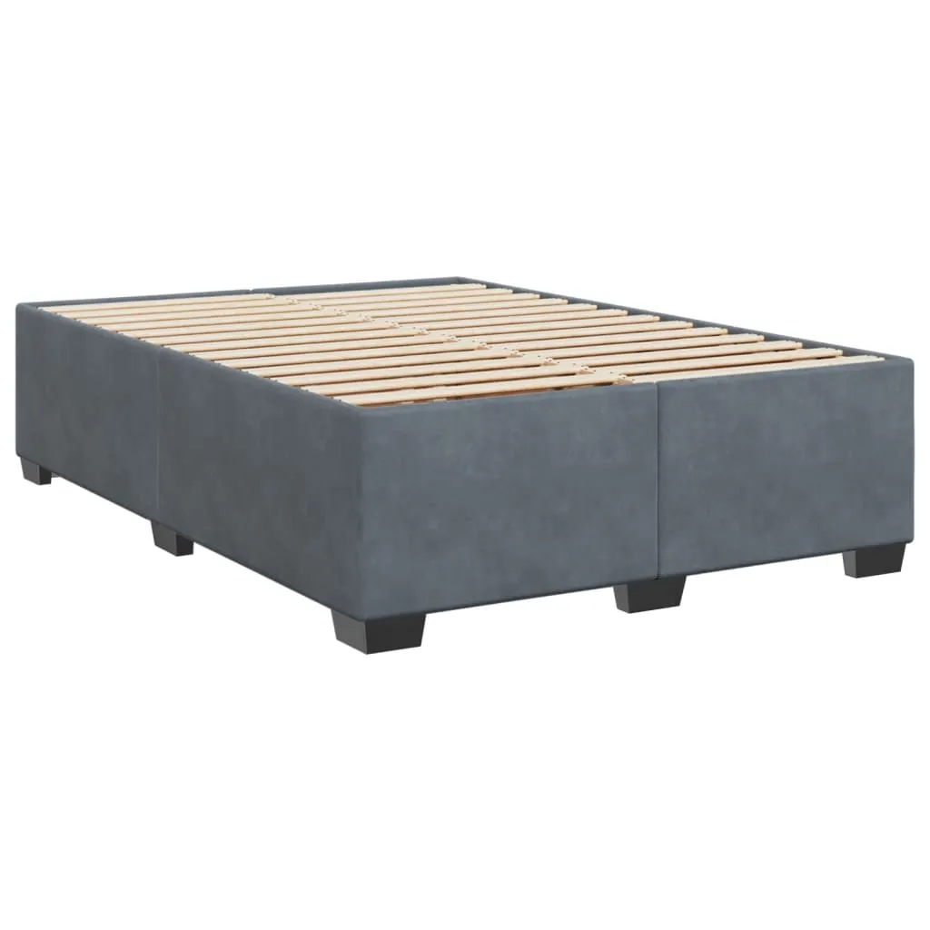 vidaXL Box Spring Bed with Mattress - Dark Grey Velvet, 140x190 cm - Ultimate Comfort & Style, Medium Firmness