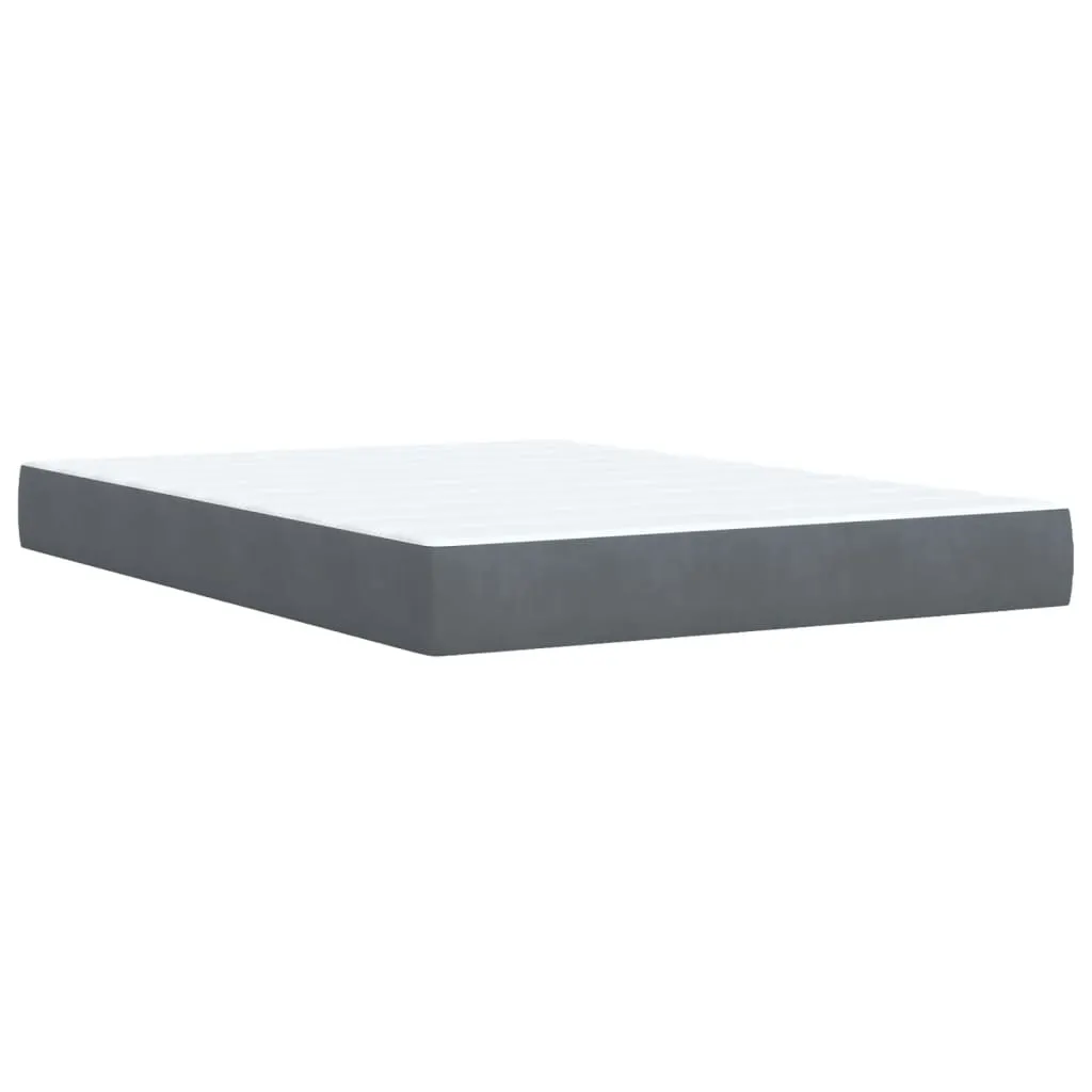 vidaXL Box Spring Bed with Mattress - Dark Grey Velvet, 140x190 cm - Ultimate Comfort & Style, Medium Firmness