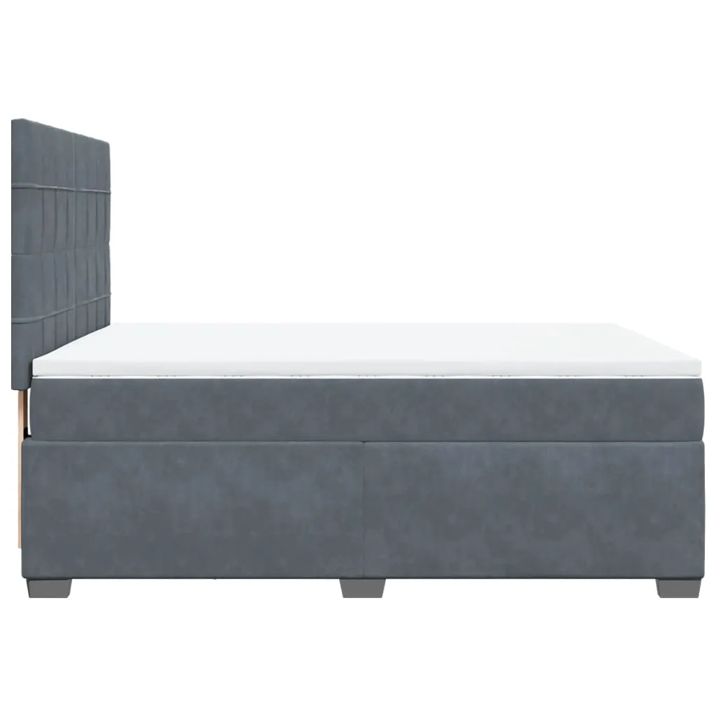 vidaXL Box Spring Bed with Mattress - Dark Grey Velvet, 140x190 cm - Ultimate Comfort & Style, Medium Firmness
